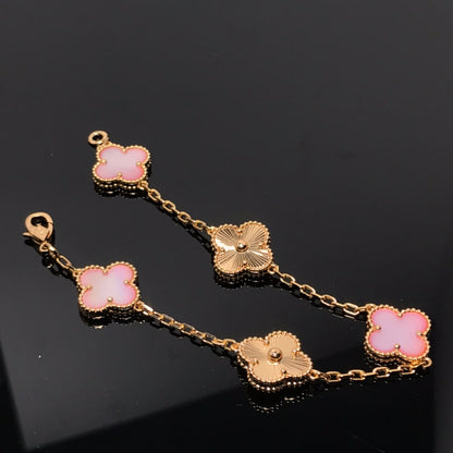 [AuraEcho Jewelry]CLOVER BRACELET 5 MOTIF PINK AND PINK GOLD
