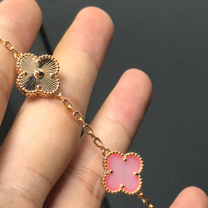 [AuraEcho Jewelry]CLOVER BRACELET 5 MOTIF PINK AND PINK GOLD