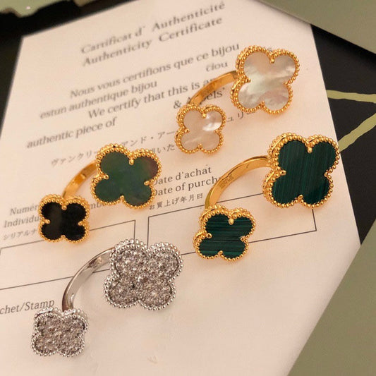 [AuraEcho Jewelry]CLOVER BETWEEN THE FINGER RING