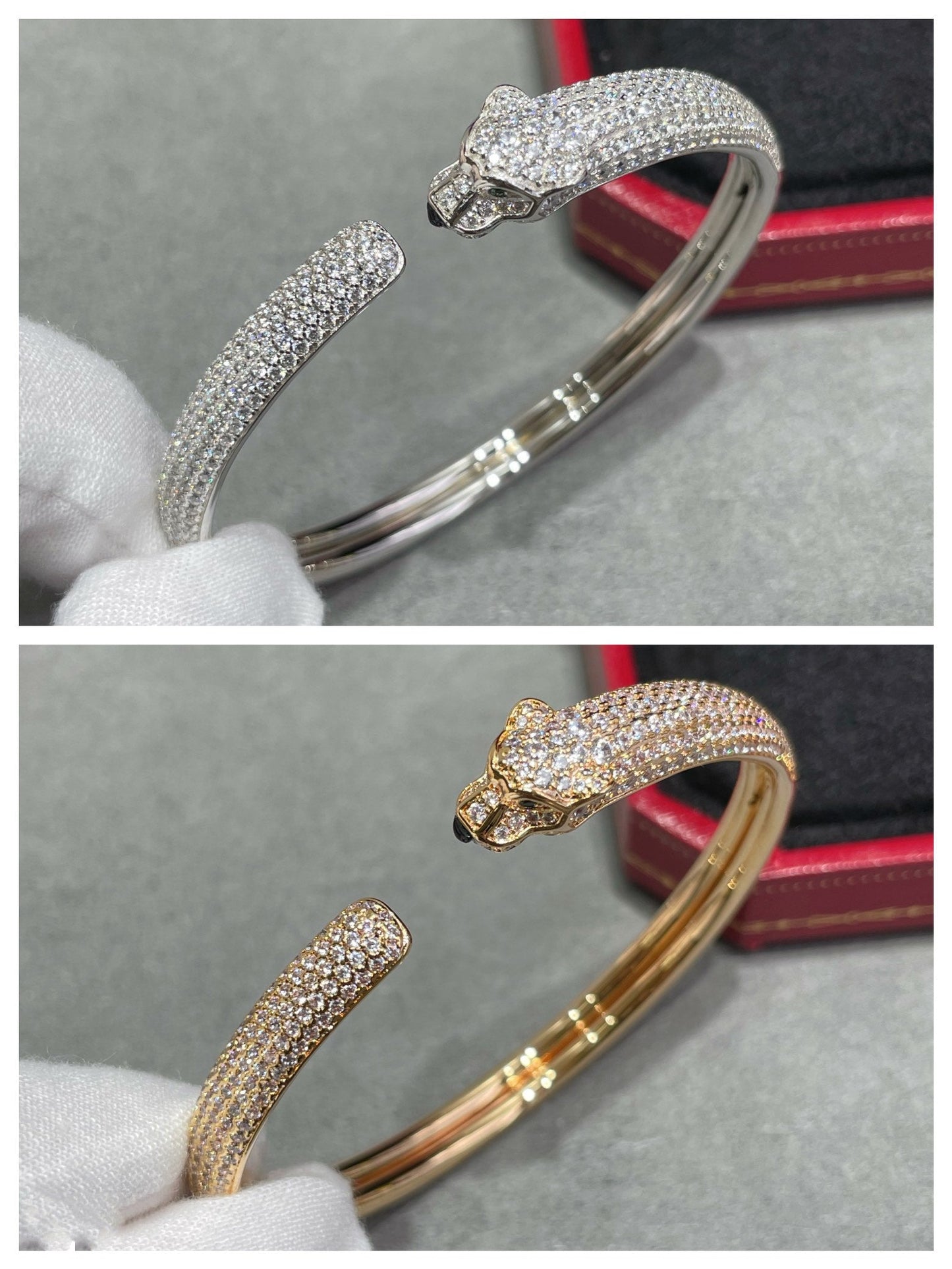 [AuraEcho Jewelry]PANTHERE FULL DIAMOND OPEN BRACELET