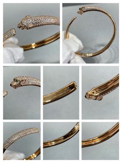 [AuraEcho Jewelry]PANTHERE FULL DIAMOND OPEN BRACELET
