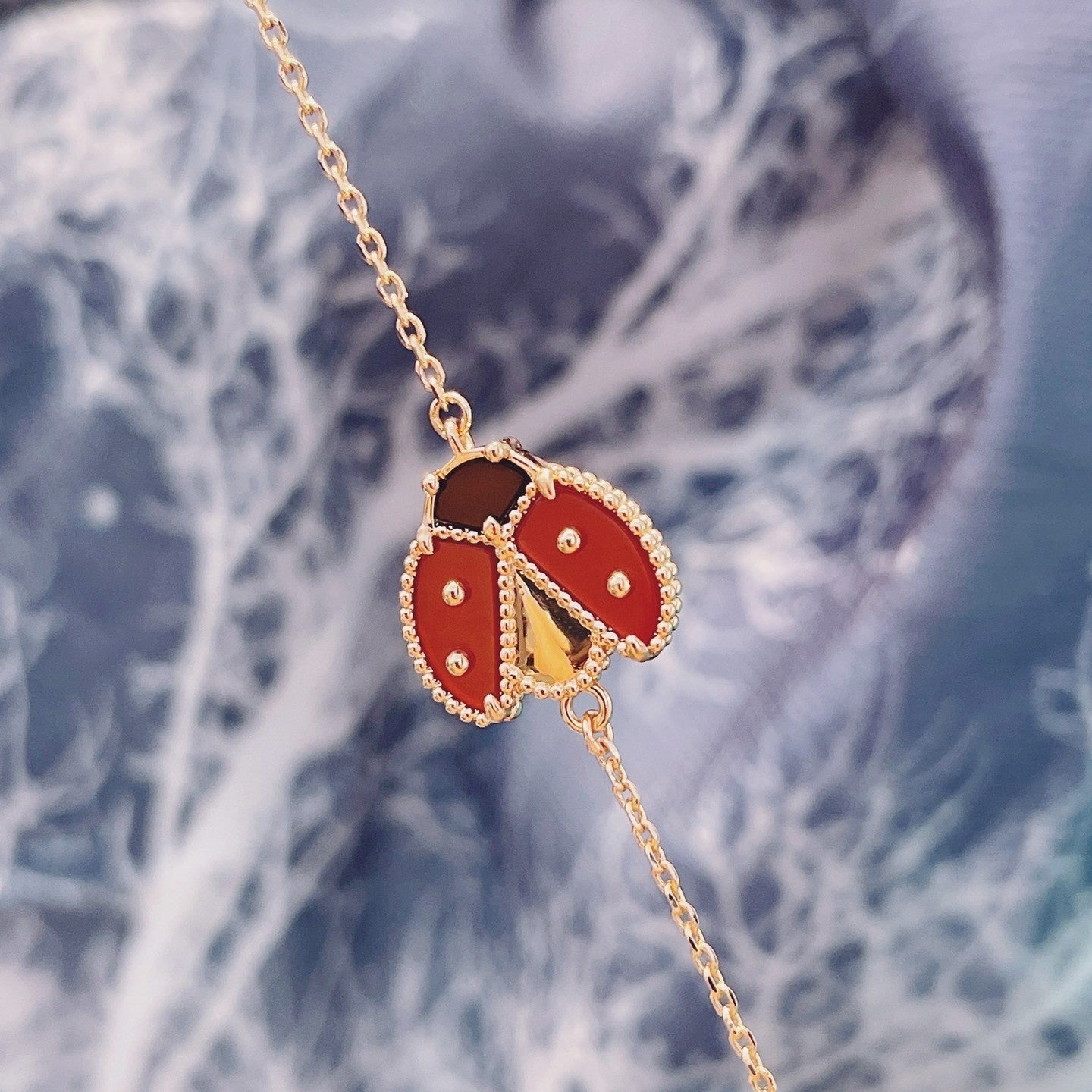 [AuraEcho Jewelry]LUCKY SPRING 1 MOTIF PINK GOLD BRACELET