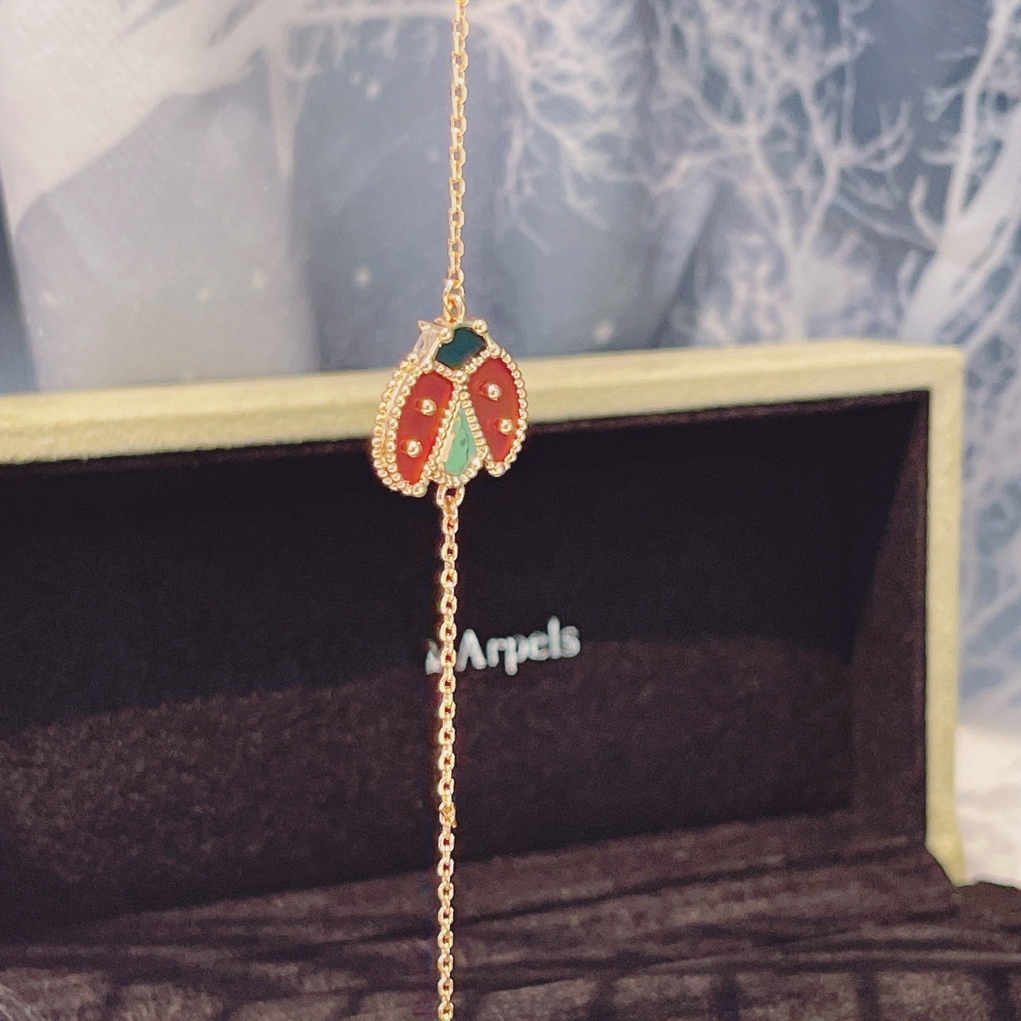[AuraEcho Jewelry]LUCKY SPRING 1 MOTIF PINK GOLD BRACELET