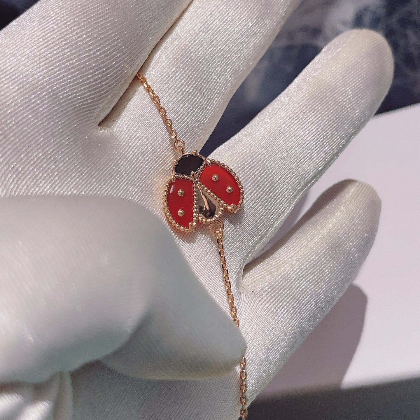 [AuraEcho Jewelry]LUCKY SPRING 1 MOTIF PINK GOLD BRACELET