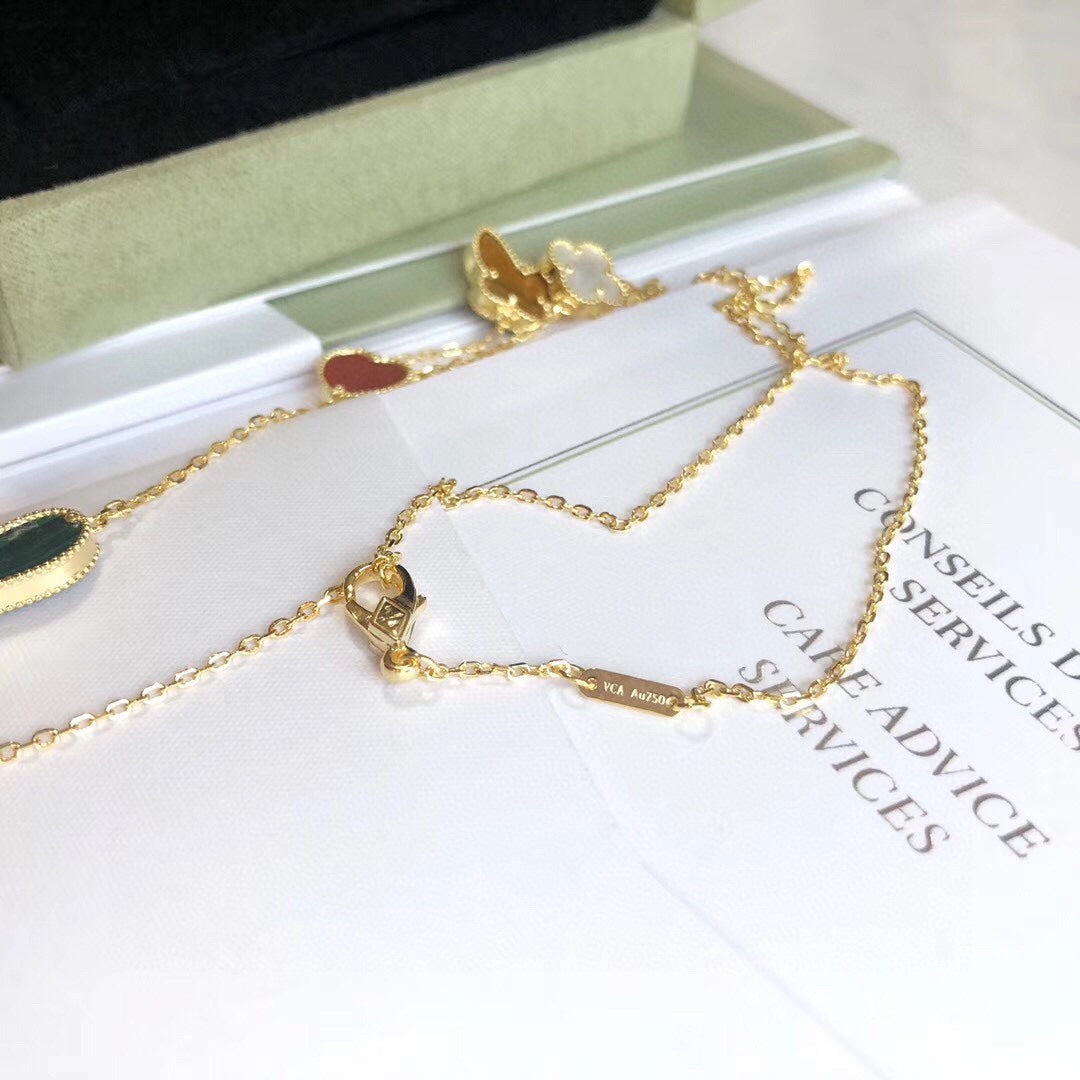 [AuraEcho Jewelry]LUCKY SPRING 4 MOTIFS ROSE GOLD NECKLACE