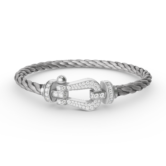 [AuraEcho Jewelry]FORCE LARGE HORSESHOE FULL DIAMOND BRACELET SILVER