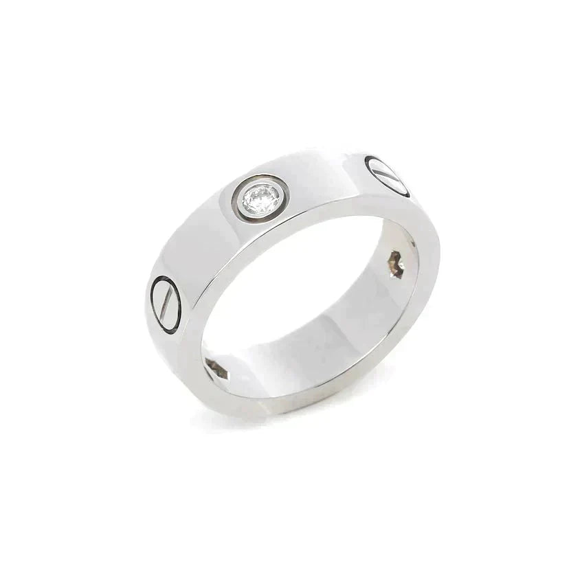 [AuraEcho Jewelry]LOVE RING 5.5MM 3 DIAMONDS SILVER